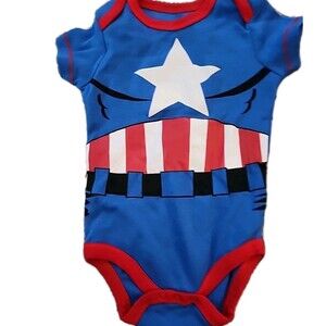 Captain America One Piece Marvel Avengers 3-6 Months Costume USA Baby Infant Boy